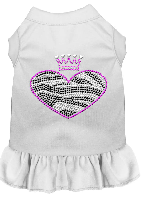 Zebra Heart Rhinestone Dress White Sm Default Title