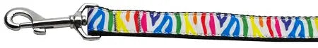 Zebra Rainbow Nylon Dog Leash 3/8 Inch Wide 6ft Long Default Title