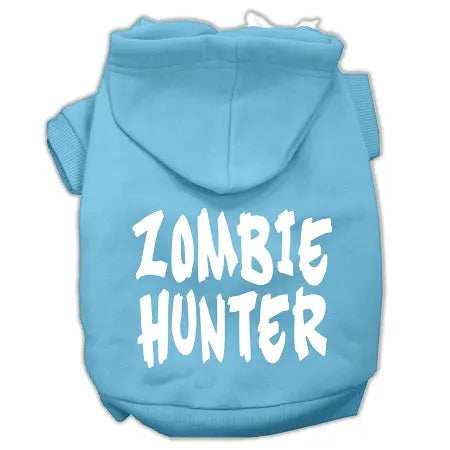 Zombie Hunter Screen Print Pet Hoodies Baby Blue Size Xl Default Title