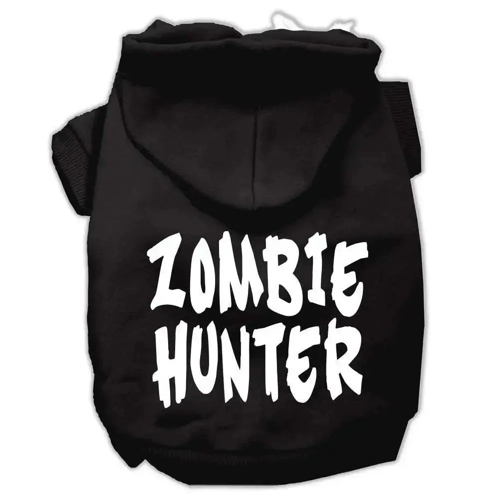 Zombie-Hunter-Screen-Print-Pet-Hoodies-Black-Size-L-GreatEagleInc-319447597
