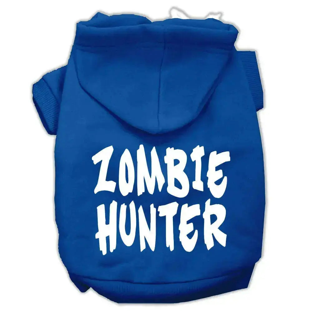 Zombie-Hunter-Screen-Print-Pet-Hoodies-Blue-Size-S-GreatEagleInc-319446227