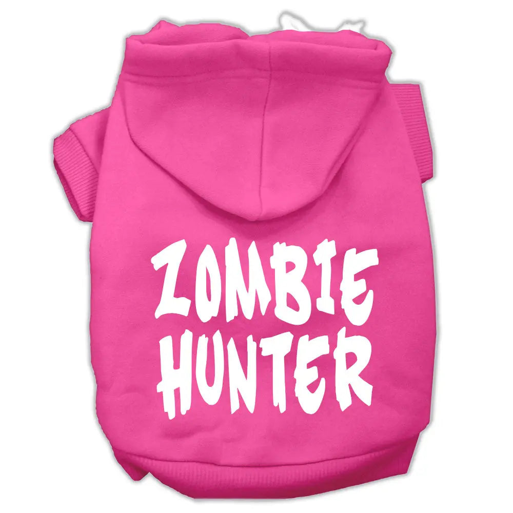 Zombie Hunter Screen Print Pet Hoodies Bright Pink Size S Default Title