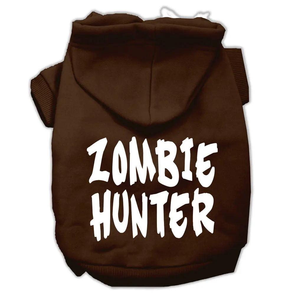Zombie Hunter Screen Print Pet Hoodies Brown Size Lg Default Title