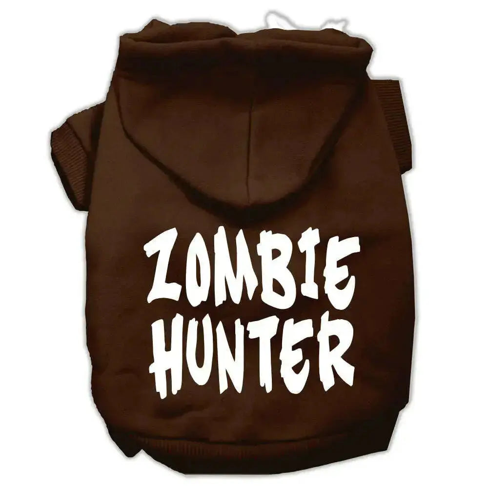 Zombie-Hunter-Screen-Print-Pet-Hoodies-Brown-Size-Sm-GreatEagleInc-319446034