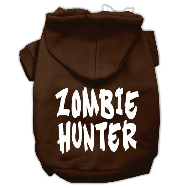 Zombie Hunter Screen Print Pet Hoodies Brown Size Xl Default Title