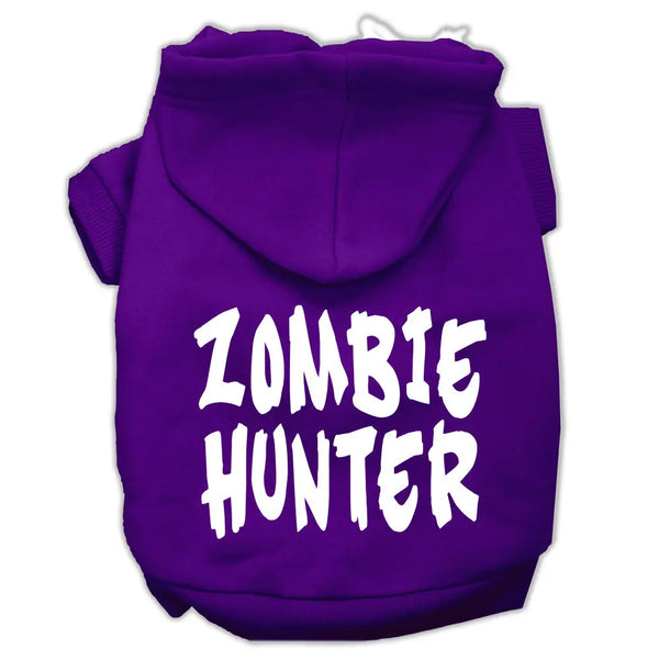 Zombie Hunter Screen Print Pet Hoodies Purple Size Xs Default Title