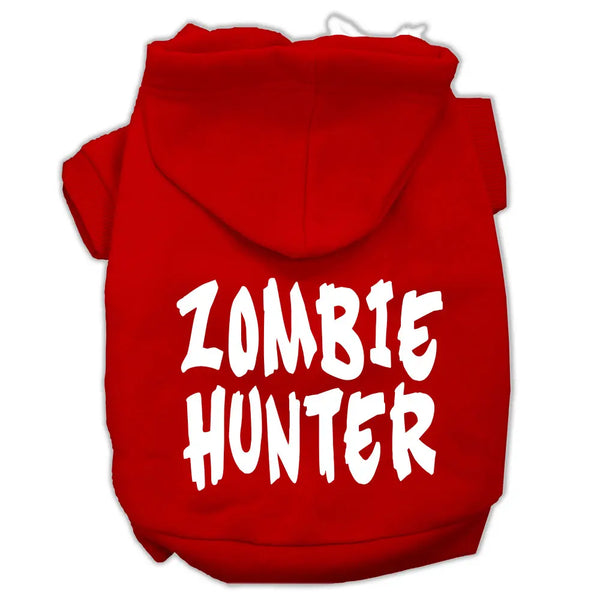 Zombie Hunter Screen Print Pet Hoodies Red Size L Default Title