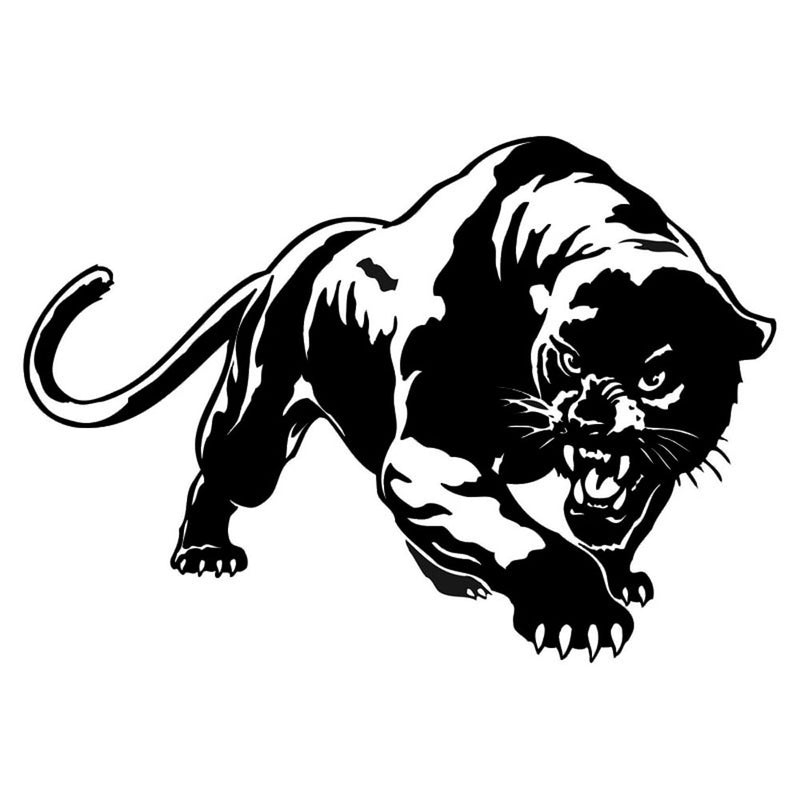 19.5*13.6CM Fiery Wild Panther Hunting Car Body Decal Car Stickers Motorcycle Decorations Black Silver