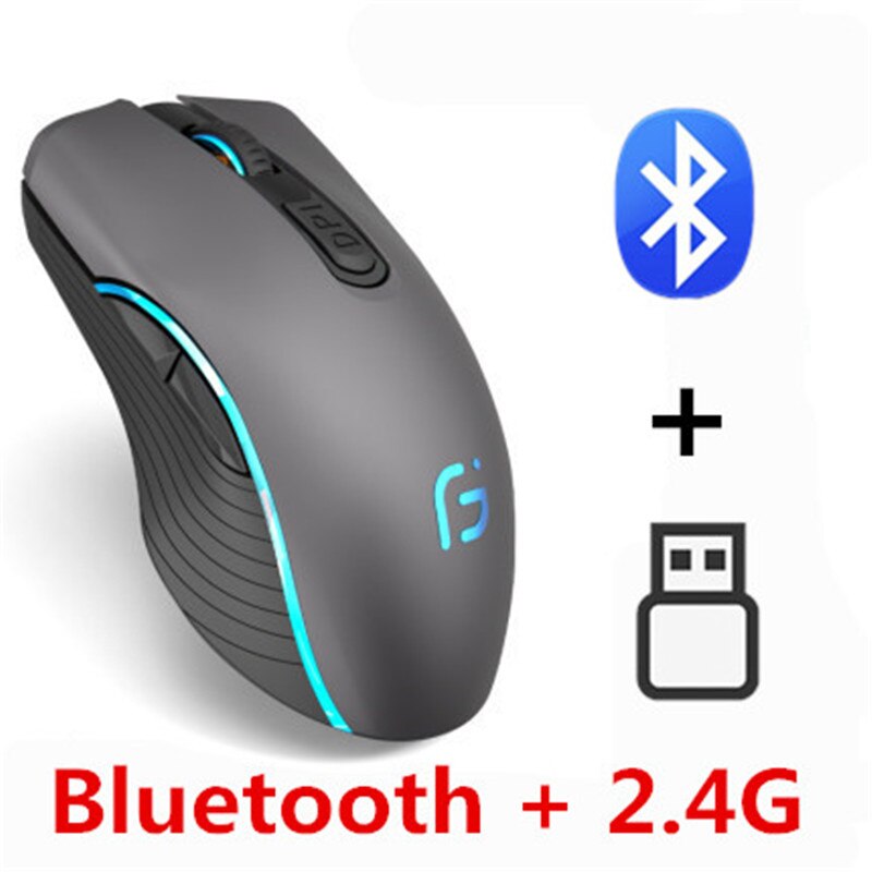Rechargeable Mouse 2.4G Wireless Mute Ergonomic Mouse 3600DPI Colorful Breathing Light Mice for Gaming Office Laptop Pc and Mac Gray