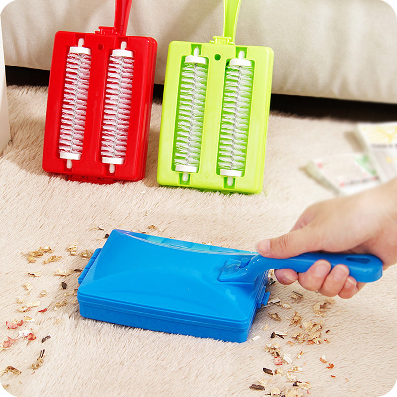 Handheld Double Brush Carpet Table Sweeper Dirt Cleaner Roller Sweeper Crumb Home Cleaning Brushes Accessaries Debris Collector