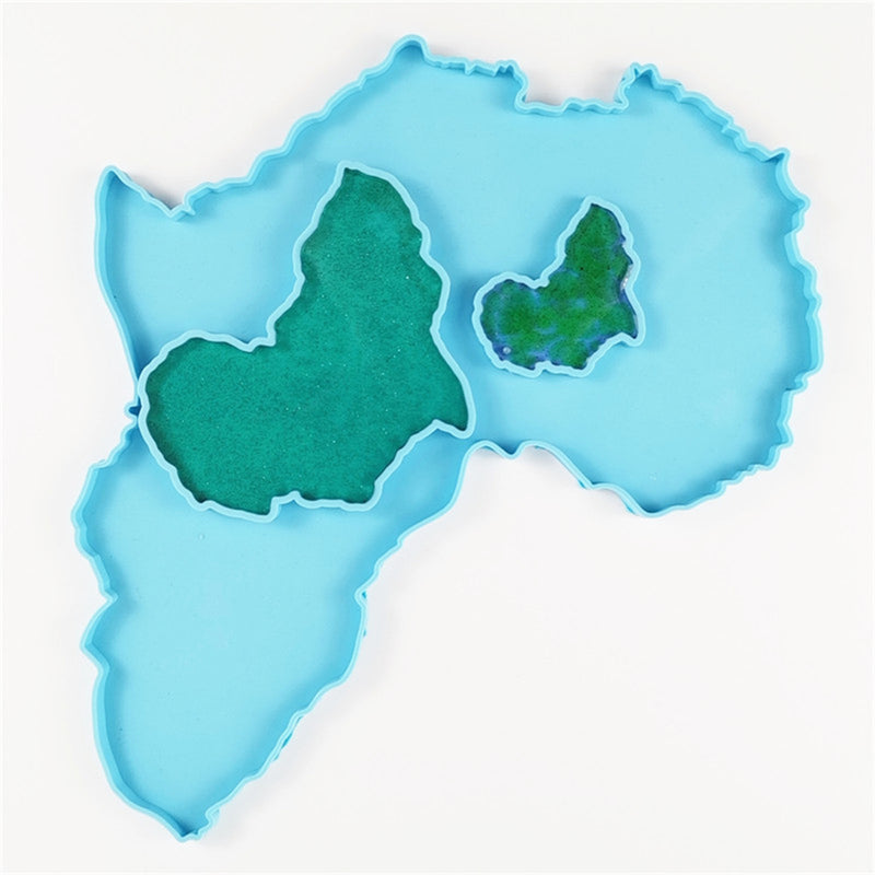 Africa Map Shape Coaster Cup Mat Pad Epoxy Resin Mold Keychain Pendants Silicone Mould DIY Crafts Jewelry Casting Tool
