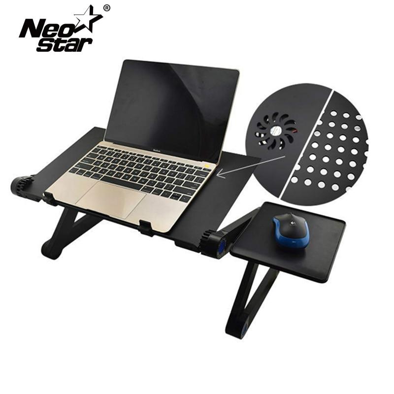 Aluminum Alloy Adjustable Laptop Stand Laptop Desk Bed Standing Notebook Stand With Cooling Fan Mouse Board For Bed Sofa Tray GreatEagleInc