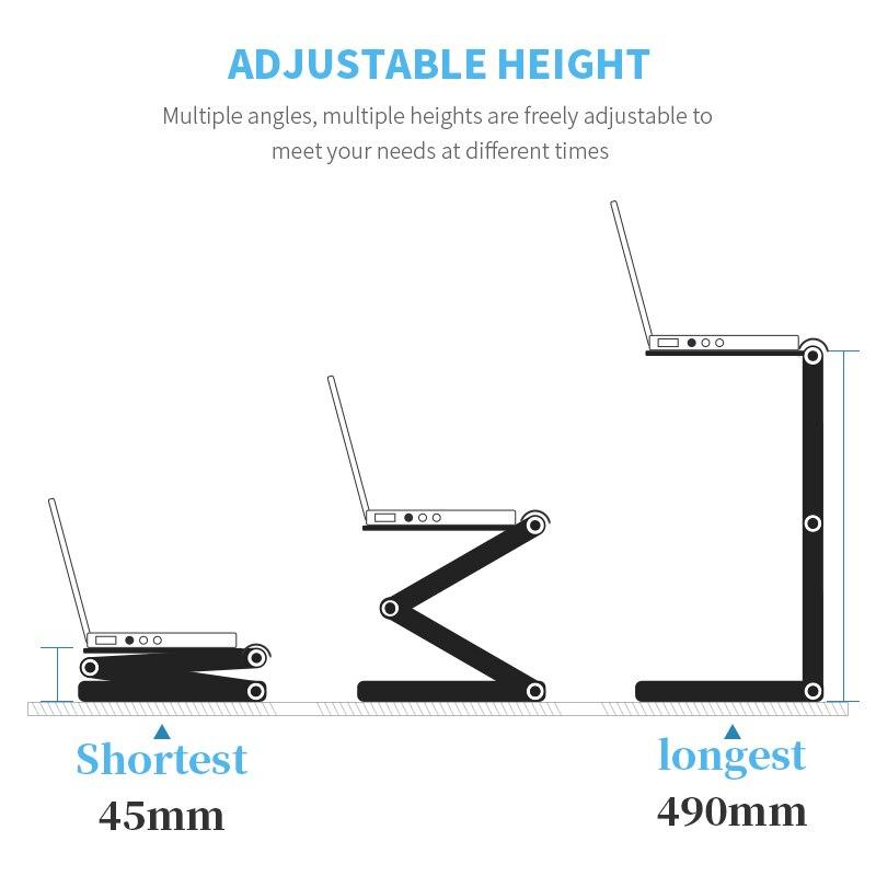 Aluminum Alloy Adjustable Laptop Stand Laptop Desk Bed Standing Notebook Stand With Cooling Fan Mouse Board For Bed Sofa Tray GreatEagleInc