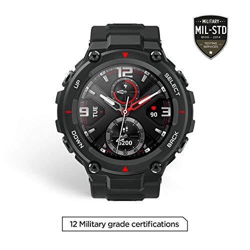 Amazfit T-Rex Smartwatch, Military Standard Certified, Tough Body, GPS, 20-Day Battery Life, 1.3'' AMOLED Display, Water Resistant, 14-Sports Modes, Rock Black Amazfit