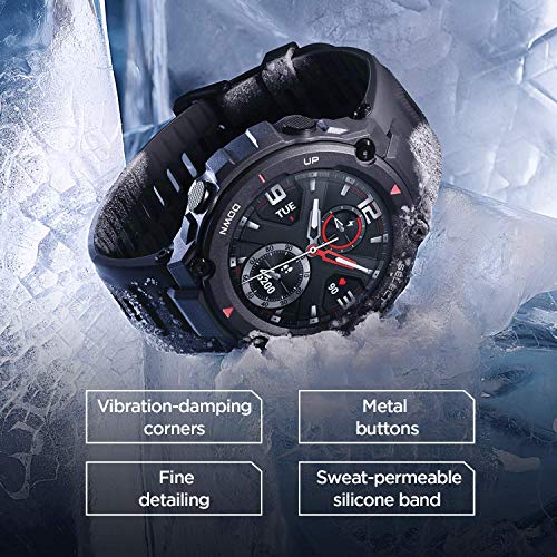 Amazfit T-Rex Smartwatch, Military Standard Certified, Tough Body, GPS, 20-Day Battery Life, 1.3'' AMOLED Display, Water Resistant, 14-Sports Modes, Rock Black Amazfit