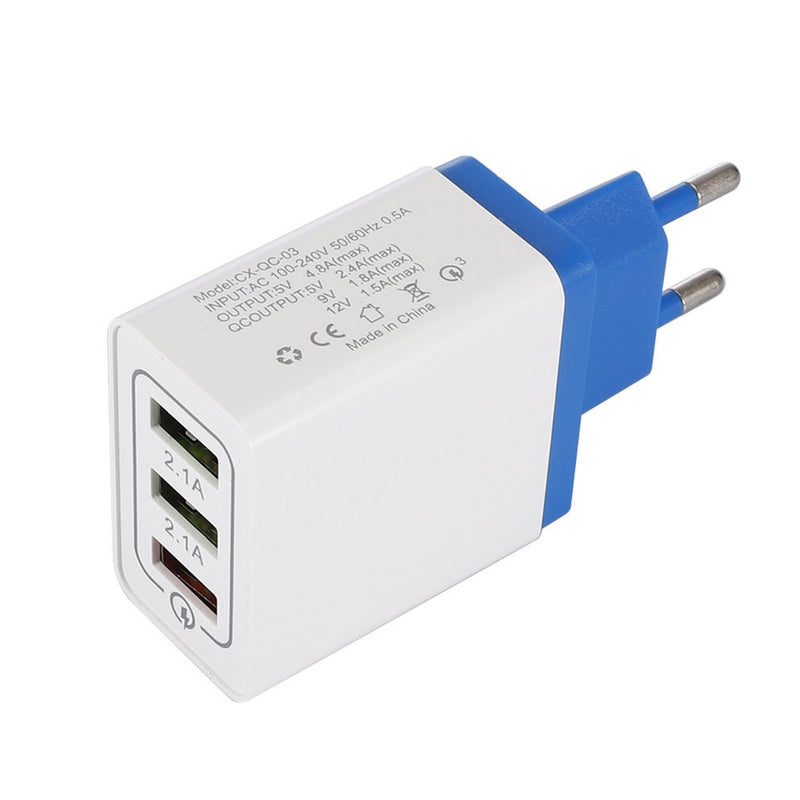 Multi Interface 5V 9V 12V Smart Phone Charger Head 3USB QC3.0 Mobile Phone Fast Charging Charger Head
