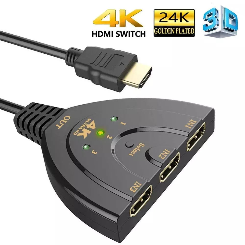 4K 3 in 1 out HDMI-compatible Splitter Switcher 3 Port Switch 3D Full HD HDTV PC Xbox PS3 Hub Box 4K*2K