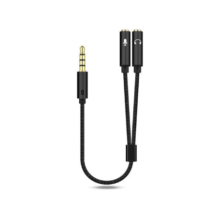 AUX Cable Jack 3.5mm Audio Cable 3.5 mm Jack Stereo Audio Male to 2 Female Headset Mic Y Splitter Cable Adapter Black