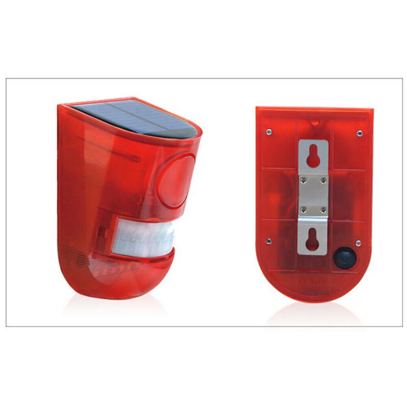 Solar Sound & Light Alarm Motion Sensor 110 Decibels Siren Sound Alert Flash Warning Strobe Security Alarm System for Farm Villa