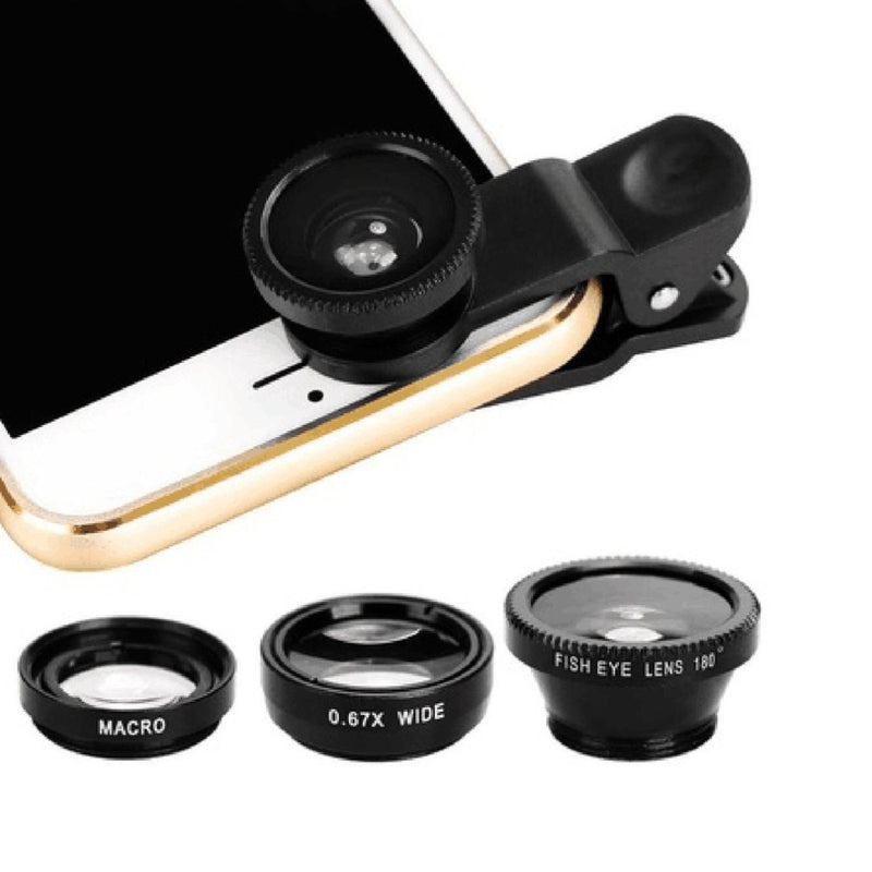 smartphone webcam Samples Universal 3 in 1 Clip on Fish Eye Macro Wide Angle Mobile Phone Lens Lenses