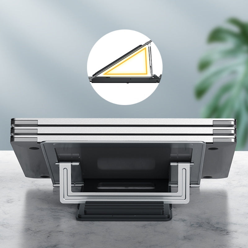 Laptop Stand Portable Folding 4-Speed Adjustable Ultra-Thin one-Piece Stand (Silver/White) tablet stands and holders adjustable