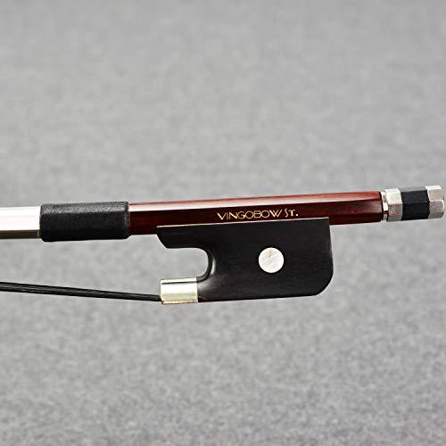 Black Horse Hair 4/4 Size Double Bass Bow French Model Wild Tone VINGOBOW 300BFB 72.5cm Brazilwood Stick Ebony Frog Straight Stick Smooth Tuner Easy Rosin Neat Works for High Level Student VINGOBOW