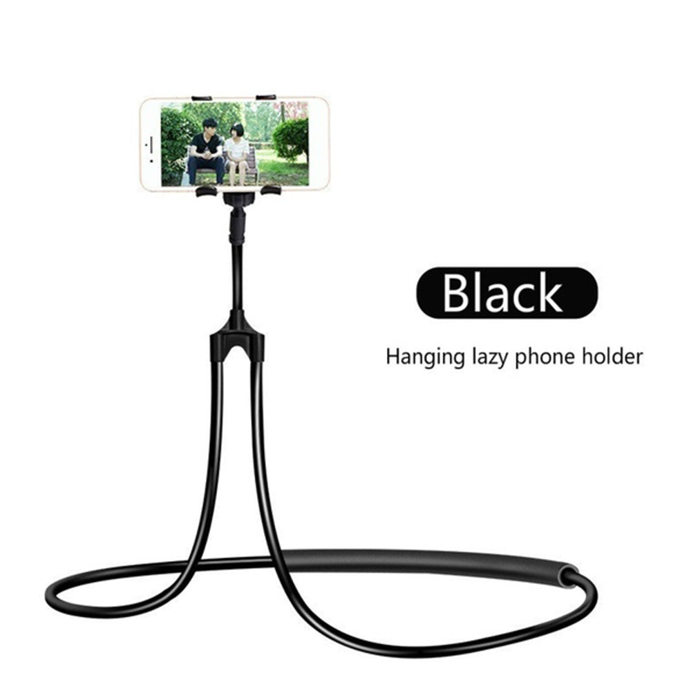 Flexible Mobile Phone Holder Hanging Neck Lazy Holder Bracket Bed 360 Degree Phones Holder Stand For iPhone 11 Black
