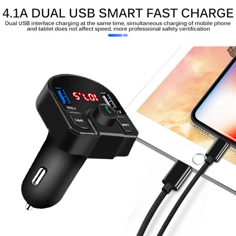 QC2.0 3.1A Fast Dual USB Charger Bluetooth 4.2 MP3 Player Handsfree Car Kit FM Transmitter support TF Card U disk Power Adapter