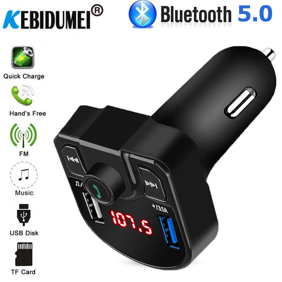 QC2.0 3.1A Fast Dual USB Charger Bluetooth 4.2 MP3 Player Handsfree Car Kit FM Transmitter support TF Card U disk Power Adapter