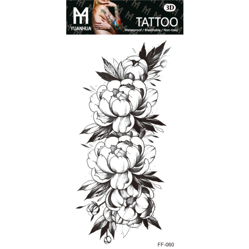 Sexy Blume temporäre Tattoos für Frauen Körperkunst Malerei Arm Beine Tattoos Aufkleber realistische gefälschte schwarze Rose wasserdichte Tattoos