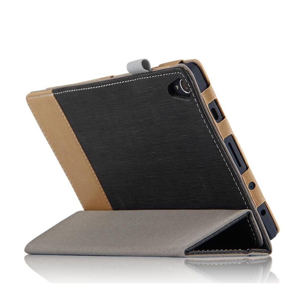 Canvas Grain Tri-foldable PU Tablet Case Auto Sleep / Wake Up Function Stand Design for Lenovo P8 GreatEagleInc