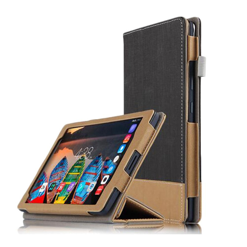 Canvas Grain Tri-foldable PU Tablet Case Auto Sleep / Wake Up Function Stand Design for Lenovo P8 GreatEagleInc