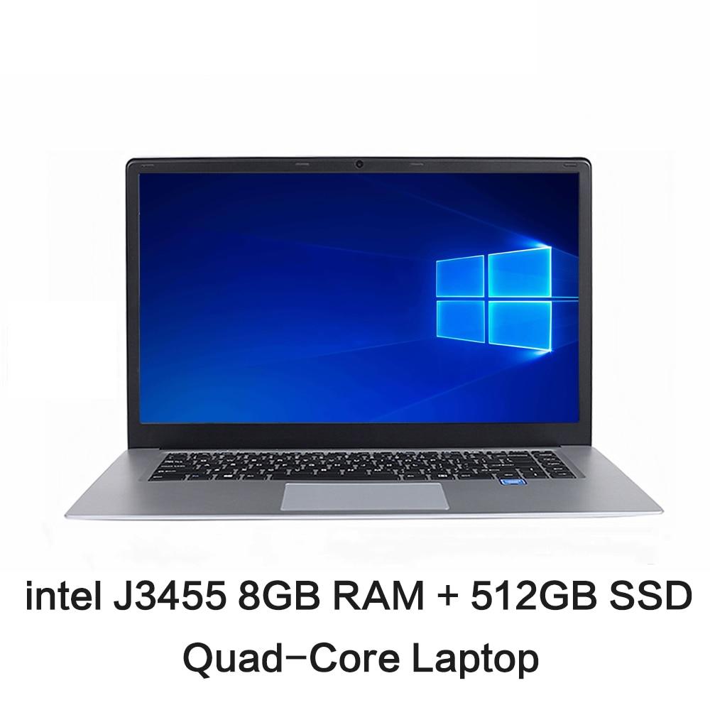 CHUANCHI LapBook Pro 15.6 Inch Intel Quad Core 8GB RAM 128GB 256GB 512GB SSD Laptop Windows 10 Netbook J3455 Ultrabook GreatEagleInc