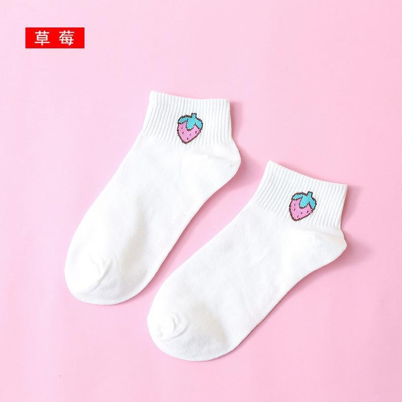 Colorful fruit Invisible Short Woman Sweat summer comfortable cotton girl women's boat socks ankle low female 1pair=2pcs ws194 GreatEagleInc