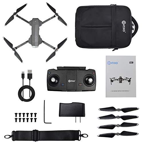 Contixo Quadcopter GPS Foldable 4K HD Camera Drones - 60 Minutes Longest Flight Time - Brushless Motors Drone with Camera for Adults - Extra 1 Battery 64GB SD Card Carrying Case Contixo