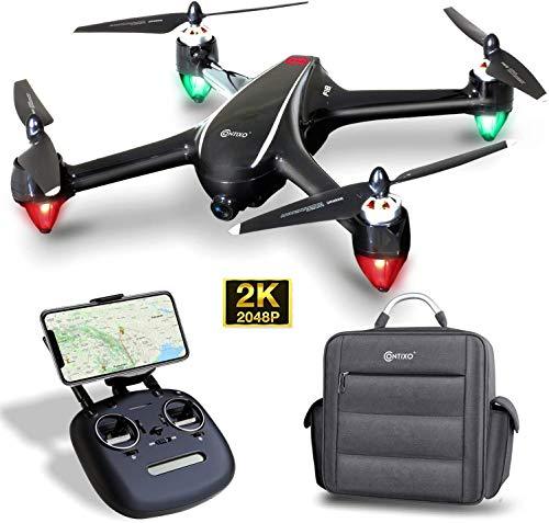 Contixo RC Quadcopter Drone with Camera for Adults - 2K FPV 40 Mins Longer Flight Time with Brushless Motor - 5G WiFi - 2 Module Batteries with Backpack Contixo