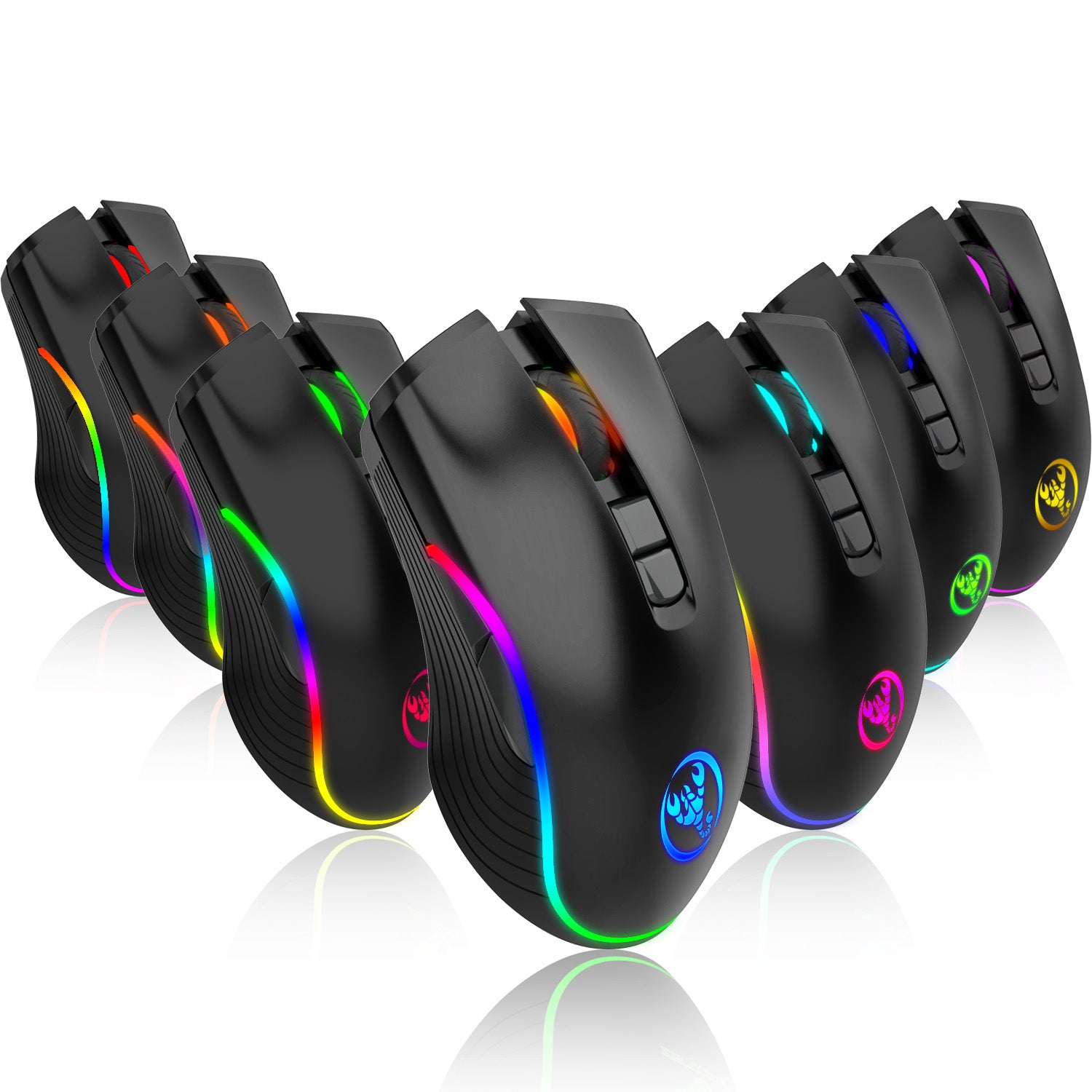 Computer Mouse 2.4G Wireless Mice 7 Button 2400dpi RGB Gaming Lamp Mouse USB Receiver Optical for PC Laptop Game Ergonomic Mice