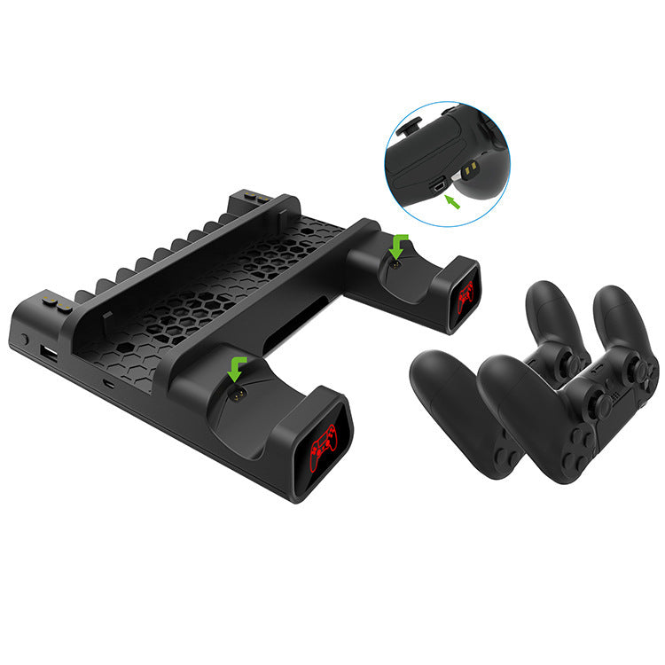 Dual Controller Charger For Playstation 4 /PS4 Slim/PS4 Pro Console Vertical Cooling Stand Charging Station 4 Connector