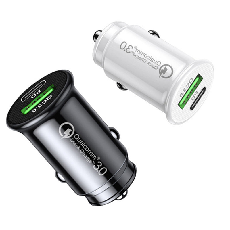 Dual port car office charger USB-C, spare device mini car charger dual device charger for Type-c plug USB quick car charging