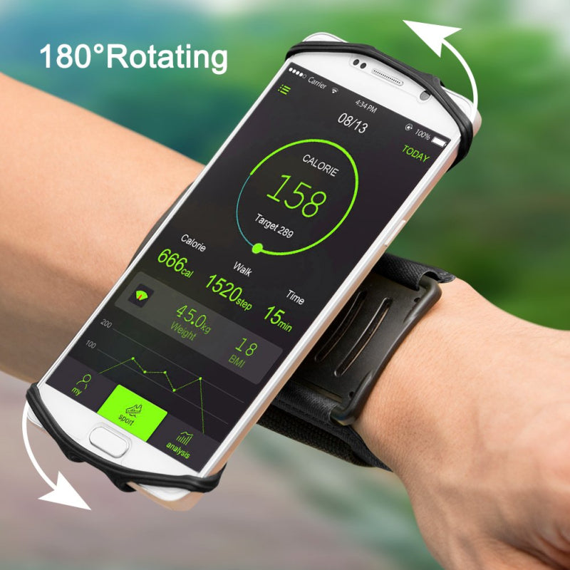 180° Rotation Mobile Phone Running Phone Bag Wristband Belt Jogging Cycling Gym Arm Band Holder Wrist Strap Bracket Stand
