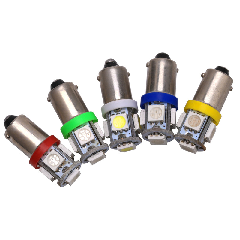T4W BA9S 5 SMD 5050 Car LED Interior Lamp Side Marker Backup Tail Reading Bulb Door License Plate Light Green Red Blue Yellow