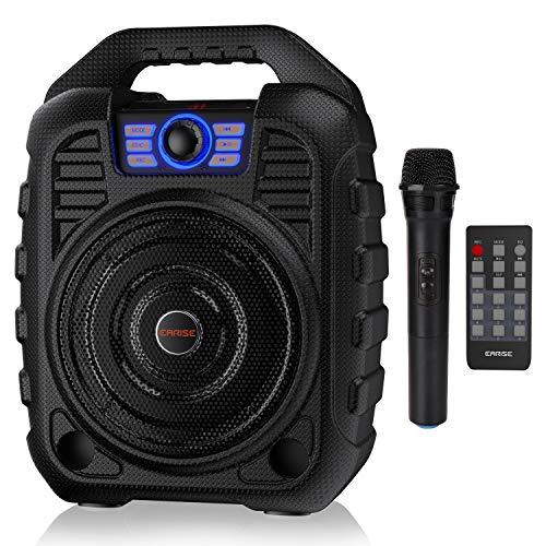 EARISE T26 Portable Karaoke Machine Bluetooth Speaker with Wireless Microphone, Rechargeable PA System with FM Radio, Audio Recording, Remote Control, Supports TF Card/USB, Perfect for Party EARISE