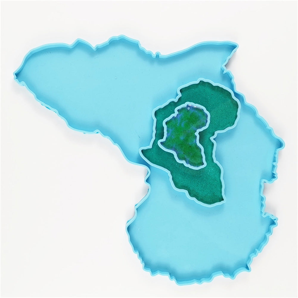 Africa Map Shape Coaster Cup Mat Pad Epoxy Resin Mold Keychain Pendants Silicone Mould DIY Crafts Jewelry Casting Tool