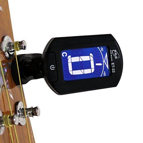 Eno ET-33 Mini Auto Chromatic Acoustic Guitar Tuner Clip on for Guitar Bass Violin Ukulele, 360 Degree Rotate, Chromatic Tuner Eno
