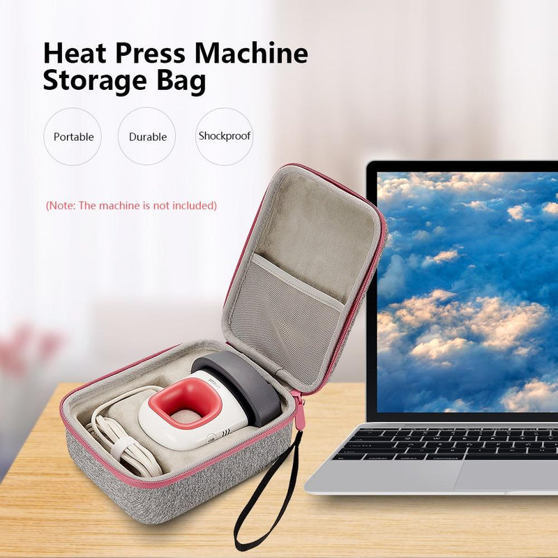 EVA Storage Bag for Cricut Easy Press Portable Heat Press Machine Waterproof Shockproof Storage Case Fashion Grey+Pink (Gray) GreatEagleInc