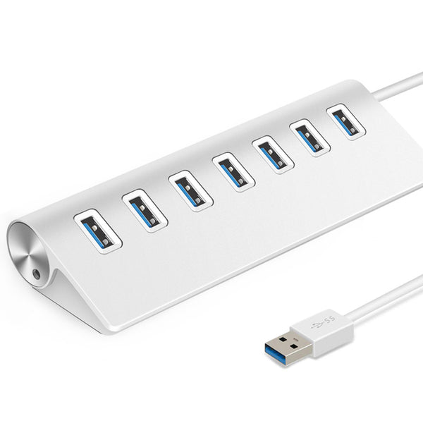 7-port USB 3.0 Hub Aluminum Alloy 60cm Cable Portable Upto 5Gbps Super Speed Anti-slip Charging Splitter For Laptop Desktop