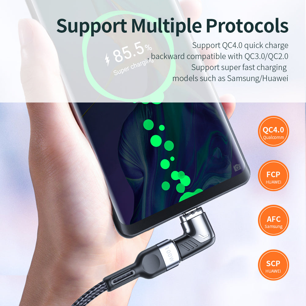 USB C To Type C Magnetic Charge Adapter PD100W 5A Fast Charging Cable Converter Right Angle 480Mbp/s Data Sync Connector