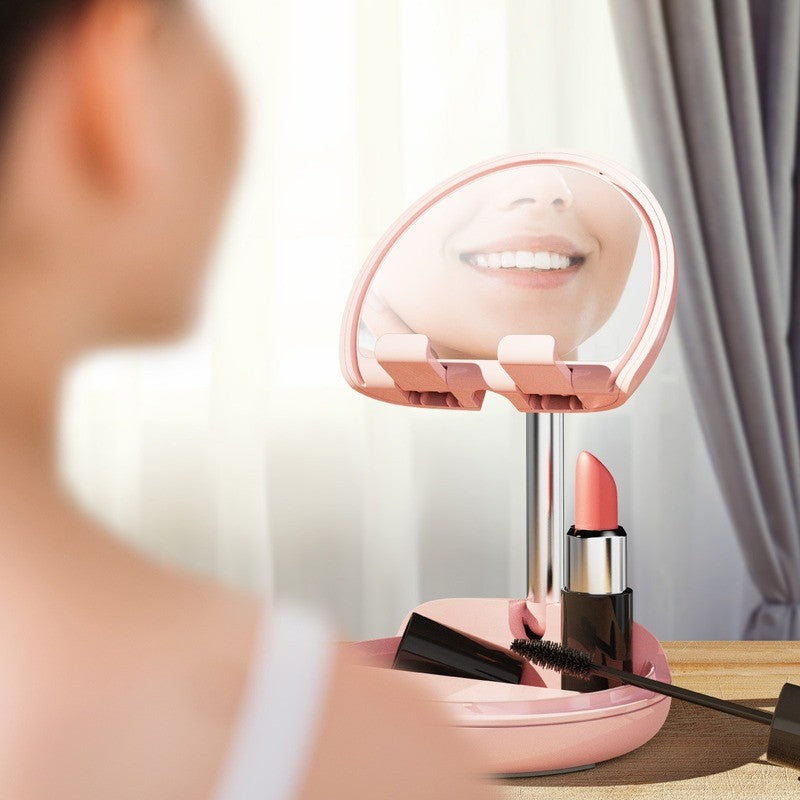 Desktop Mobile Phone Stand Makeup Mirror Mobile Phone Tablet Universal Stand Creative Telescopic Folding Lazy Net Red Stand