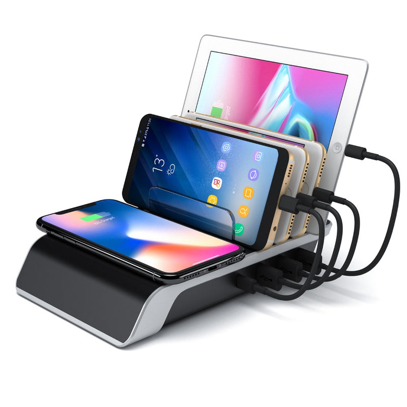 4USB Stand Multiport Wireless Charging Stand Four-port USB Charger Desktop Multi-function Wireless Charging Station Lazy Bracket