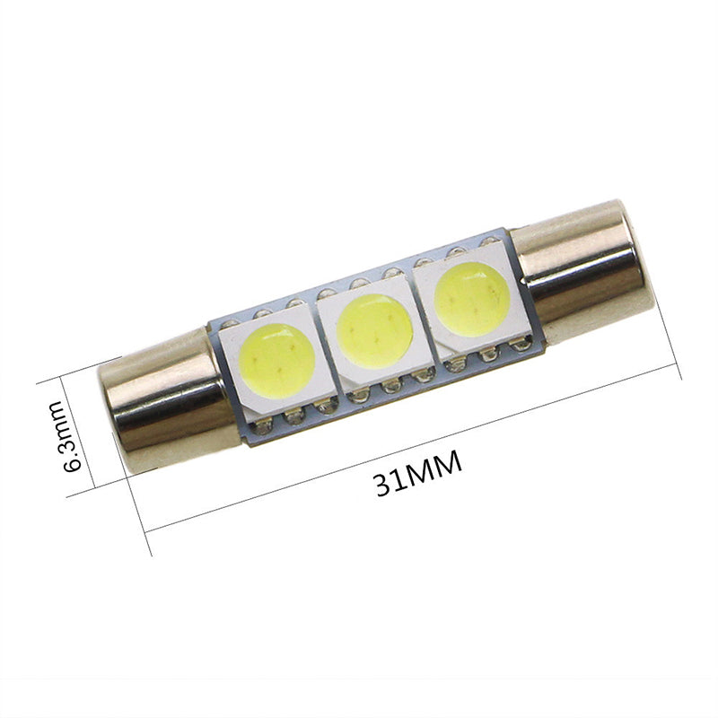 Auto LED T6.3 28/31mm 5050 3 SMD White 12V Car Vehicle Interior Sun Visor Vanity Mirror Lights Makeup Lights lamp